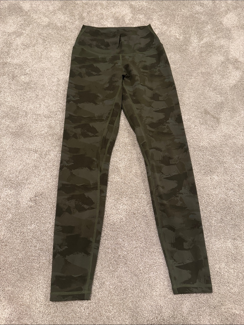 Olive Green Camo High-Waist Leggings
